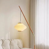 Modern Wooden Arc Floor Lamp Pendant Style LED Standing Light