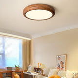 Modern Wooden Round Flush Mount LED Ceiling Light