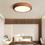 Modern Wooden Round Flush Mount LED Ceiling Light