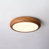 Modern Wooden Round Flush Mount LED Ceiling Light