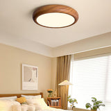 Modern Wooden Round Flush Mount LED Ceiling Light