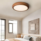 Modern Wooden Round Flush Mount LED Ceiling Light
