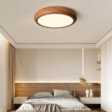 Modern Wooden Round Flush Mount LED Ceiling Light