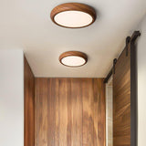 Modern Wooden Round Flush Mount LED Ceiling Light