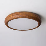 Modern Wooden Round Flush Mount LED Ceiling Light