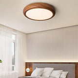 Modern Wooden Round Flush Mount LED Ceiling Light