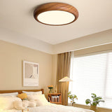 Modern Wooden Round Flush Mount LED Ceiling Light