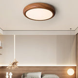 Modern Wooden Round Flush Mount LED Ceiling Light
