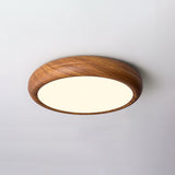 Modern Wooden Round Flush Mount LED Ceiling Light