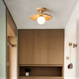 Modern Wooden Hat Ceiling Light with Frosted Globe