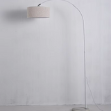 Modern Arc Floor Lamp Fabric Shade LED Standing Light for Living Room