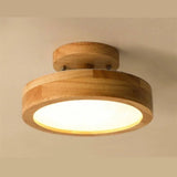 Modern Wooden Flush Mount Ceiling Light with Warm LED Glow