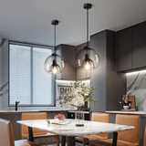 Modern Amber Glass Globe Pendant Light