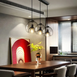 Modern Amber Glass Globe Pendant Light