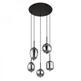 Modern Smoked Glass Cluster Pendant Light
